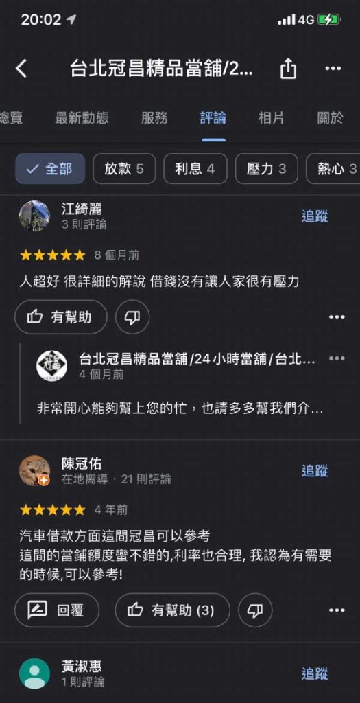 台北當舖-冠昌當舖-google地圖商家